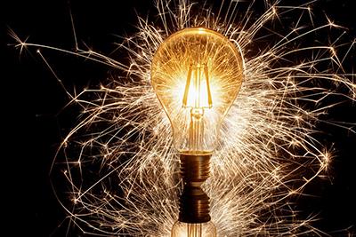 sparking lightbulb
