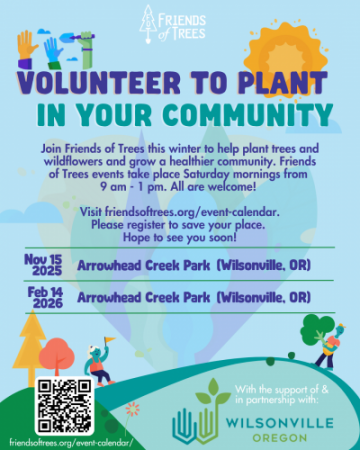 Volunteer to Plant in Your Community with plant graphics and qr code
