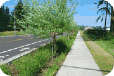 Sidewalk next to highway 
