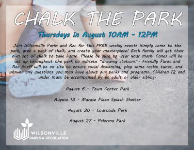 Flyer for Chalk the Park with Event Details
