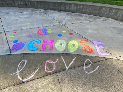 choose love chalk drawing
