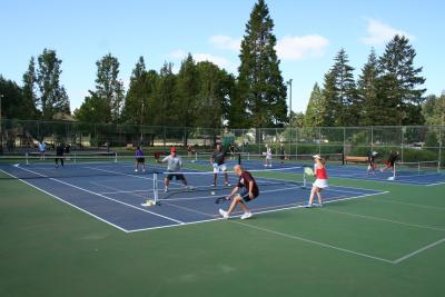 people playing pickleball