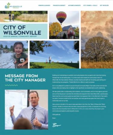 Front of Wilsonville's annual report