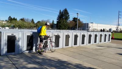 Bike lockers at Wilsonville Station