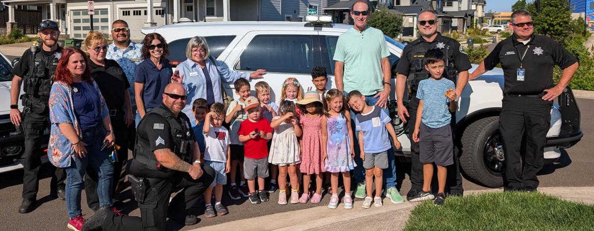 Neighbors in Frog Pond with City staff and police.