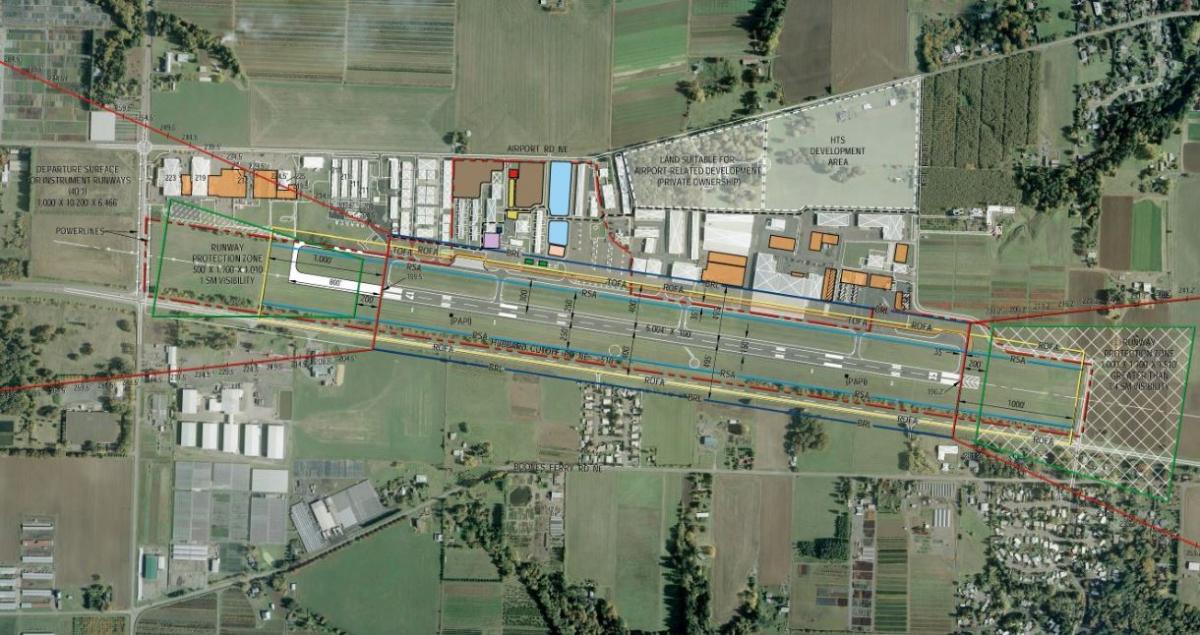 Aerial view of Aurora Airport area.