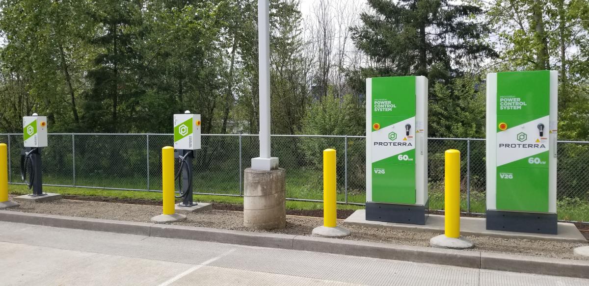 Charging stations to accommodate two new Proterra battery-electric buses have been installed at SMART.
