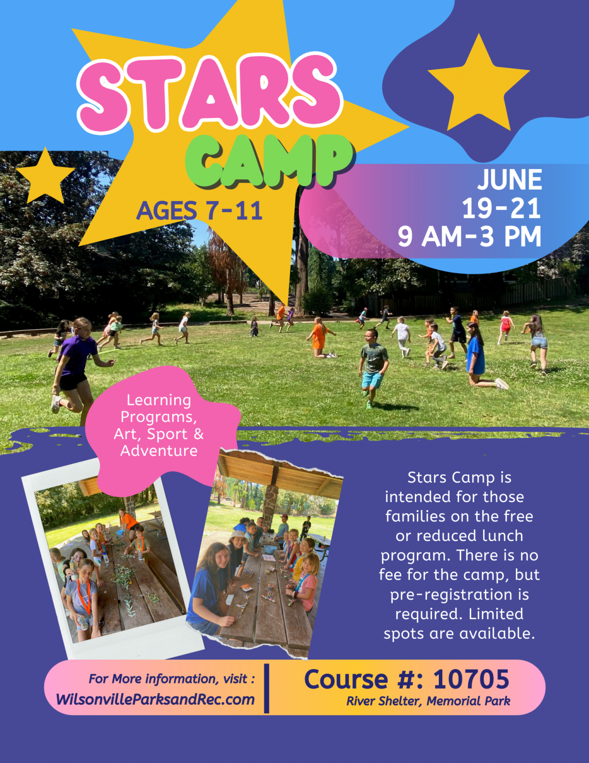 stars day camp for kids flyer