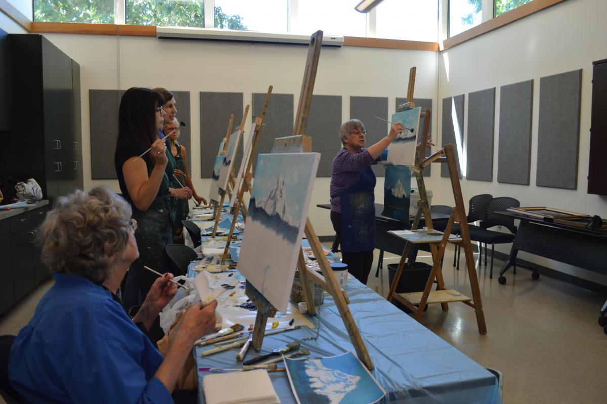 Oil Painting Judy Stubb teaches a Bob Ross style oil painting class