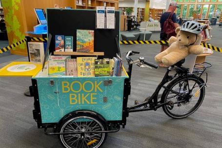 Book Bike on display at the library