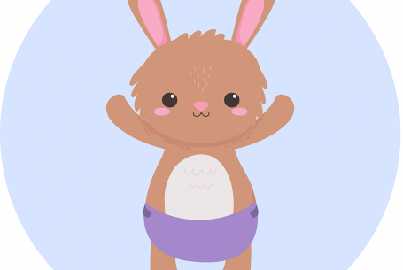 illustration of baby rabbit in diaper