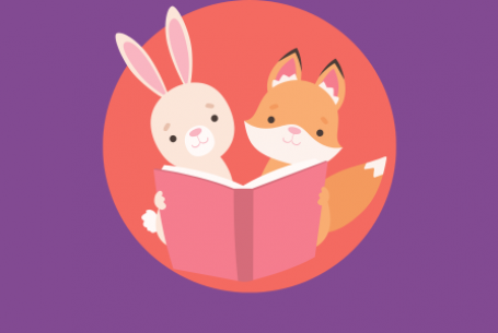 cartoon rabbit and fox reading together