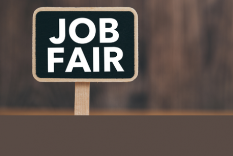 job fair text on wooden sign