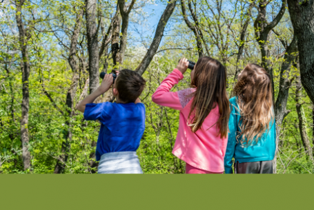 kids using binoculars to watch birds