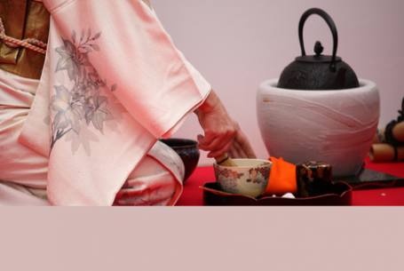 japanese tea ceremony with bamboo whisk and bowl
