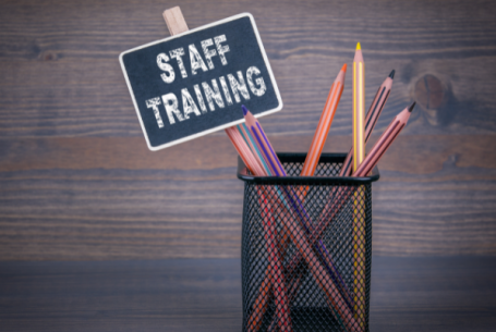 Staff training, pencil container