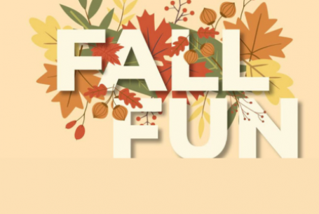 fall fun text with autumn leaves