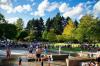 People at the Town Center Park fountain
