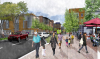 A rendering of a walkable, mixed-use neighborhood 