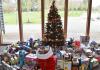 Holiday tree at Parks & Rec. Building, with donated presents