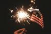 fireworks and flag